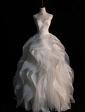 Dream Ball Gown Sweetheart Wedding Dresses Tulle White With Pleated Layers Vintage Brides Dress Long Bridal Gowns HZ0311