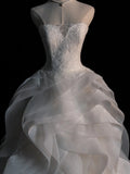 Dream Ball Gown Sweetheart Wedding Dresses Tulle White With Pleated Layers Vintage Brides Dress Long Bridal Gowns HZ0311
