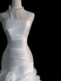 Dream Wedding Dresses Mermaid Strapless White Sleeveless Pleated Brides Dress Fitted Bridal Gowns HZ0311