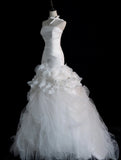 Dream Wedding Dresses Mermaid Strapless White Sleeveless Pleated Brides Dress Fitted Bridal Gowns HZ0311