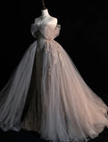 Modest Ball Gown Off The Shoulder Sheath Long Prom Dress Evening Outfits Semi Formal Dress HZ0311