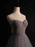 Elegant A line Sweetheart Beaded Bodice Tulle Long Prom Dresses Evening Outfits Formal Dress HZ0311