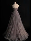 Elegant A line Sweetheart Beaded Bodice Tulle Long Prom Dresses Evening Outfits Formal Dress HZ0311
