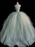 Cute Ball Gown Strapless Mint Green Sleeveless With Applique Cape Tulle Long Quinceanera Dresses Sweet 15 16 Birthday Outfits HZ0311