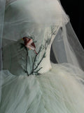 Cute Ball Gown Strapless Mint Green Sleeveless With Applique Cape Tulle Long Quinceanera Dresses Sweet 15 16 Birthday Outfits HZ0311