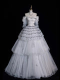 Civil Wedding Dresses Ball Gown Off The Shoulder White Tulle With Ruffles Bodice Short Sleeves Brides Dress Fitted Bridal Gowns HZ0311