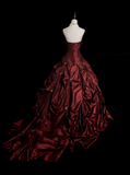 Retro Ball Gown Strapless Burgundy 60s Prom Dresses Fashion Evening Gowns Long Formal Party Dress HZ0311