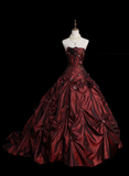 Retro Ball Gown Strapless Burgundy 60s Prom Dresses Fashion Evening Gowns Long Formal Party Dress HZ0311
