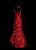 Retro Classy Mermaid Sweetheart With Straps 1950s Burgundy Satin Pleated Long Prom Dresses Formal Gowns HZ0311
