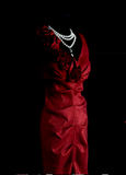 Retro Classy Mermaid V Neck 1950s Burgundy Satin Pleated Long Prom Dresses Formal Gowns HZ0311