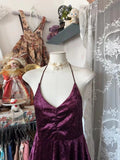 Retro Classy A Line Halter Velvet Grape 1950s Prom Dresses Formal Gowns HZ0311