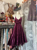 Retro Classy A Line Halter Velvet Grape 1950s Prom Dresses Formal Gowns HZ0311