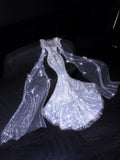 Fairytale Fantasy Art Wedding Dresses Mermaid Sequin With Beaded Bodice Long Brides Dress Fitted Bridal Gown HZ0311