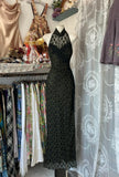 Classy Sheath High Neck Black Lace Long Prom Dresses Party Dress 21st Birthday Outfits Graduation Dress HZ0311