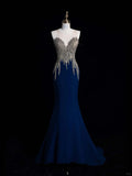 Modest Mermaid Sweetheart Royal Blue Satin Long Prom Dresses Party Dress 22th Birthday Outfits Graduation Gown HZ0311