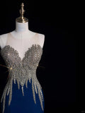 Modest Mermaid Sweetheart Royal Blue Satin Long Prom Dresses Party Dress 22th Birthday Outfits Graduation Gown HZ0311