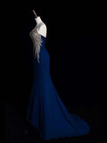 Modest Mermaid Sweetheart Royal Blue Satin Long Prom Dresses Party Dress 22th Birthday Outfits Graduation Gown HZ0311
