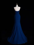 Modest Mermaid Sweetheart Royal Blue Satin Long Prom Dresses Party Dress 22th Birthday Outfits Graduation Gown HZ0311