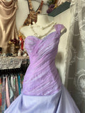 Classy Ball Gown One Shoulder Lilac With Beaded Pleated 2000s Long Prom Dresses Formal Gowns HZ0311