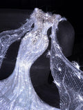 Fairytale Fantasy Art Wedding Dresses Mermaid Sequin With Beaded Bodice Long Brides Dress Fitted Bridal Gown HZ0311