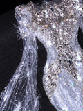 Fairytale Fantasy Art Wedding Dresses Mermaid Sequin With Beaded Bodice Long Brides Dress Fitted Bridal Gown HZ0311