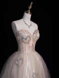 Princess Ball Gown Sweetheart Pink Lace Long Prom Dresses Evening Outfits Formal Dress HZ0311