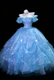 Classy Ball Gowns Off The Shoulder Blue Sweet 15 16 Prom Dresses Graduation 20th Birthday Outfits HZ0311
