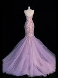 Sparkly Mermaid Spaghetti Strap Lilac Sequins Long Party Dresses Prom Dresses Impress Formal Party Dress HZ0311