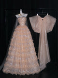 Retro Ball Gown Sweetheart Blush Pink Tulle With Bow-knot Party Dresses Prom Dresses Impress Senior Formal Dance Dress HZ0311