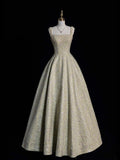 Sparkly A Line Square Neck Mint Green Sequins Long Party Dresses Prom Dresses Impress Formal Party Dress HZ0311