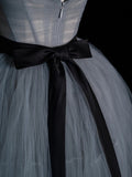 Simple Ball Gown Strapless Silver Gray Tulle Short 16th Birthday Outfits Middle School Homecoming Dresses Cocktail Gown HZ0311