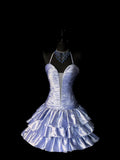 Vintage Ball Gown Halter Navy Blue Satin Drop Waist Short 16th Birthday Outfits Middle School Homecoming Dresses Hoco Gown HZ0311