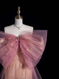 Retro Sheath Sweetheart Pink Lace Tulle With Bowknot Party Dresses Prom Dresses Impress Senior Formal Dance Dress HZ0311