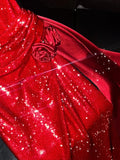 Sparkly Mermaid Halter Red Sequins Long Party Dresses Prom Dresses Impress Formal Party Dress HZ0311