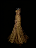 Princess Mermaid One Shoulder Beaded Ruffles Long Prom Dresses Evening Outfits Formal Dress HZ0311