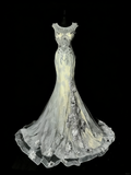 Unique Mermaid Scoop Dusty Green Lace Tulle 1950s Long Prom Dresses Party Dress 18th Birthday Outfits HZ0311