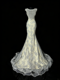 Unique Mermaid Scoop Dusty Green Lace Tulle 1950s Long Prom Dresses Party Dress 18th Birthday Outfits HZ0311
