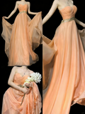 Vintage 2000s A Line Sweetheart Chiffon With Silver Beadings Long Prom Dresses Evening Outfits Formal Dress HZ0311