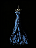 Retro Mermaid Strapless Navy Blue With Ruffles Party Dresses Long Prom Dresses Impress Senior Formal Dance Dress HZ0311