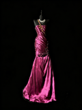 Stunning Mermaid One Shoulder Fuchsia Satin Backless Satin Long Prom Dresses Evening Outfits Formal Dress HZ0311