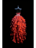 Princess Ball Gown Sweetheart Burgundy Corset Back Tiered Ruffles Long Prom Dresses Evening Outfits Formal Dress HZ0311