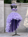 Princess Ball Gown Sweetheart Lilac Corset Fitted Back Tiered Ruffles Long Prom Dresses Evening Outfits Formal Dress HZ0311