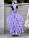 Princess Ball Gown Sweetheart Lilac Corset Fitted Back Tiered Ruffles Long Prom Dresses Evening Outfits Formal Dress HZ0311