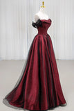Black and Red Tulle Prom Dresses Long A-line Off Shoulder Wedding Party Gown Birthday Gowns HZ0311