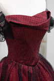 Black and Red Tulle Prom Dresses Long A-line Off Shoulder Wedding Party Gown Birthday Gowns HZ0311