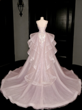 Gorgeous Pink Sequins Mermaid Beading Long Evening Dress Birthday Outfits, HZ0427