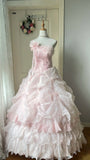 Pretty Prom Dress Strapless Pleated Flower Ball Gown Birthday Party Dress Evening Dress HZ0427