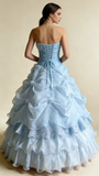 Pretty Prom Dress Strapless Pleated Flower Ball Gown Birthday Party Dress Evening Dress HZ0427