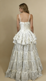 Retro V Neck Straps A-Line Lace Ruffles Vintage Wedding Dress Evening Dress, HZ0427